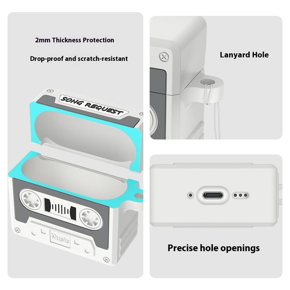 Retro szilikon kazettás tok Apple AirPods Pro 3 készülékhez
