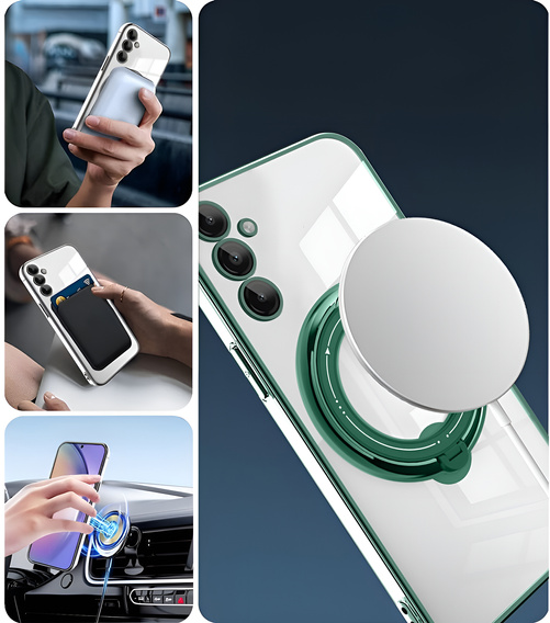 Mágneses tok Samsung Galaxy S24 FE készülékhez, MagSafe, zöld
