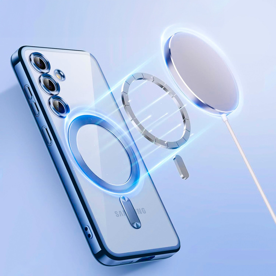Tok Samsung Galaxy S24 FE-hoz, Electro MagSafe, kék + üveg a képernyőhöz