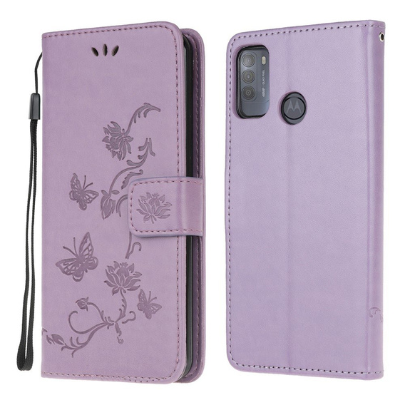 Pattintható tok a Motorola Moto G50, Butterfly, lila