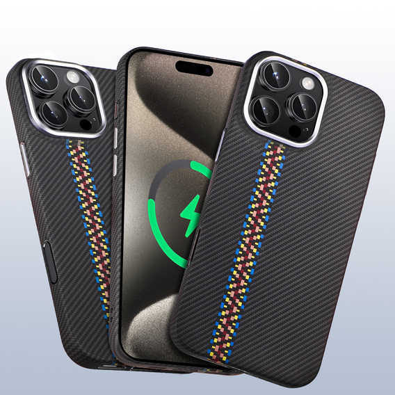 Tok iPhone 15 Pro, Carbon Fiber MagSafe, fekete