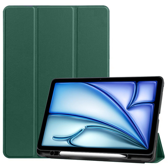 Tok iPad Air 13" 2025/2024 (7/6 gen.), Smartcase tolltartóval, sötétzöld
