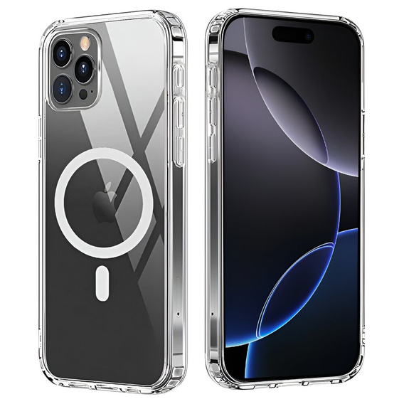 MagSafe mágneses tok iPhone 16 Pro Max-hoz, ERBORD CrystalMag, átlátszó + képernyőüveg
