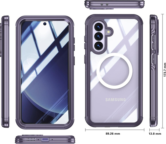Tok Samsung Galaxy A36 / Samsung Galaxy A56-hoz, Shockproof, üveggel, MagSafe-hoz, lila