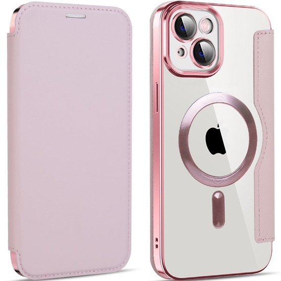 Pattintható tok a iPhone 14 Plus, RFID Wallet MagSafe CamShield, rózsaszín