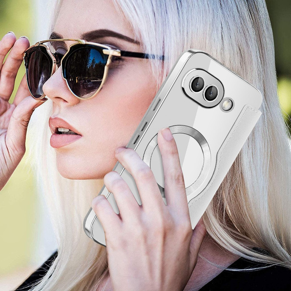 Pattintható tok a Google Pixel 9A, RFID Wallet MagSafe CamShield, ezüst