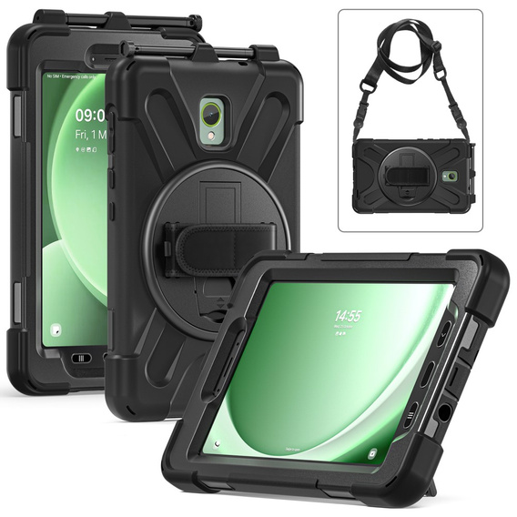 Páncélozott tok Samsung Galaxy Tab Active 3 T570 / 5 X306B iPad Pro 12.9 1, védő 360, hely a tollnak, fekete