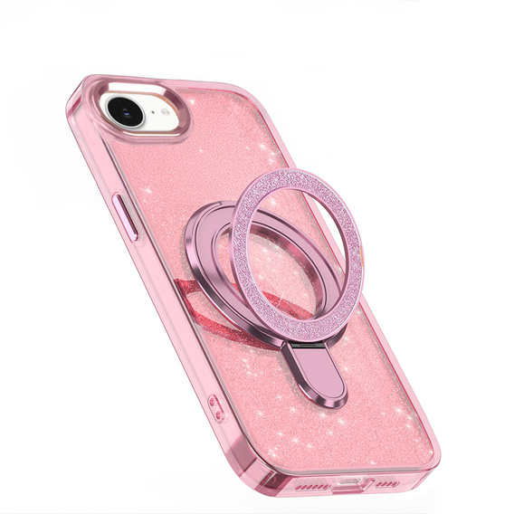 Az iPhone 16e tok, Glittery Magnetic Kickstand, rózsaszín