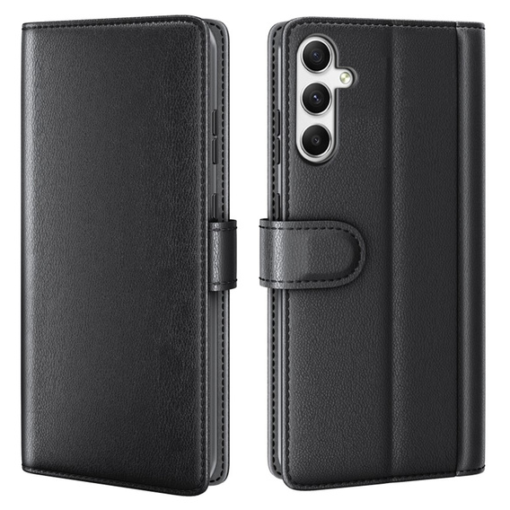 Pattintható tok Samsung Galaxy A35 5G, Split Leather, fekete