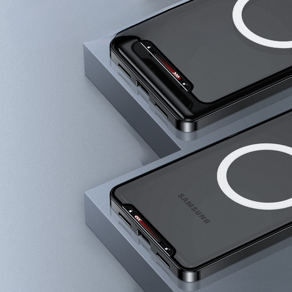Kameravédő tok Samsung Galaxy S23 Ultra, CamShield MagSafe, átlátszó / fekete