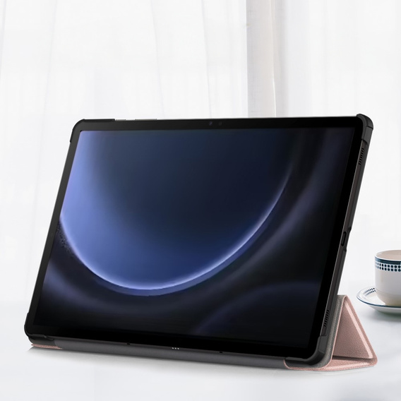 Tok Samsung Galaxy Tab S9 FE+ Plus, Smartcase tolltartóval, rózsaszín rose gold