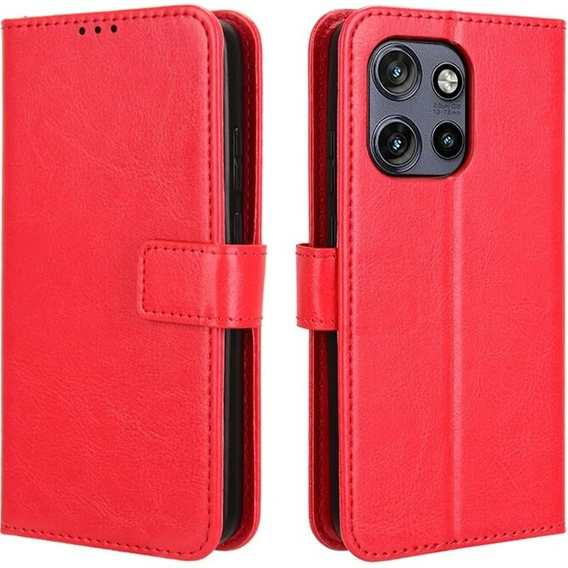 Pattintható tok a Motorola Edge 50 Neo / Motorola ThinkPhone 25, Crazy Horse Wallet, piros