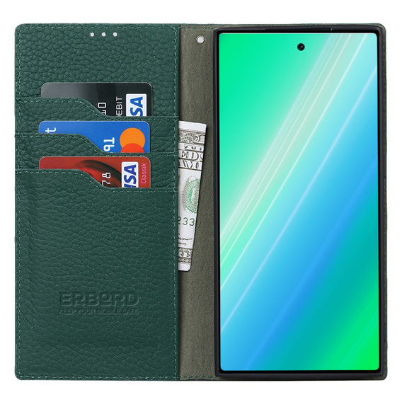 Bőr tok a Samsung Galaxy S23 Plus, ERBORD Grain Leather, zöld