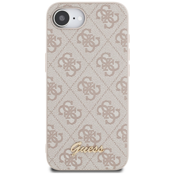 GUESS Telefontok a iPhone 16E, 4G Metal Gold Logo, rózsaszín