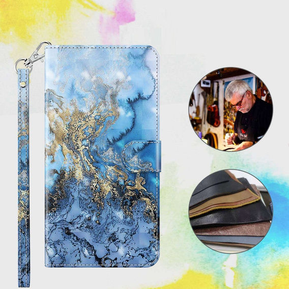 Pattintható tok a Oppo A17, Wallet, Marble kék