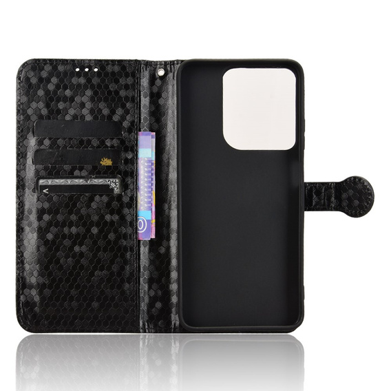 Flap tok Motorola Moto G86 Power 5G, Wallet Rhombus, fekete