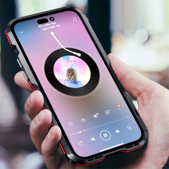 Teletok LUPHIE iPhone 15 Pro-hoz, Armor Bumper, fekete / piros