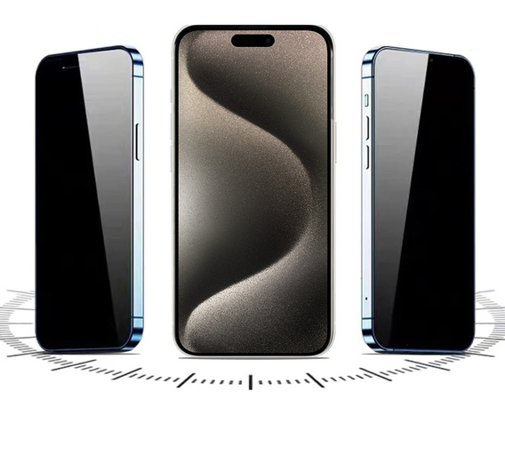 2x edzett adatvédelmi üveg az iPhone 15 Pro-hoz, ERBORD 9H Easy App Anti-Peep