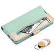 Flap tok Samsung Galaxy S22+ Plus 5G, Wallet Pocket Zipper Lace, zöld