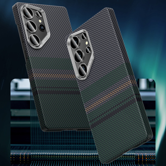 BENKS Kevlar tok Samsung Galaxy S25 Ultra, MagSafe, Carbon Fiber, fekete