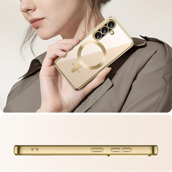 Tok Samsung Galaxy A36-hoz, Electro MagSafe, arany + üveg a képernyőhöz