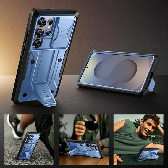 Robusztus tok Samsung Galaxy S25 Ultra készülékhez – Tongate MECH sorozatú klip, fekete
