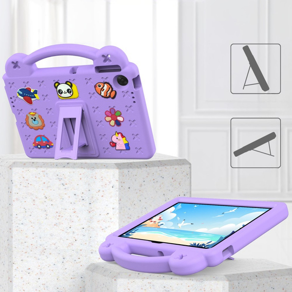 Gyermek tok Lenovo Tab TB311FU, Cute Patterns, állvánnyal, lila
