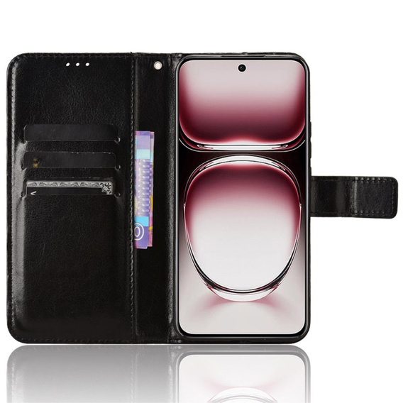 Pattintható tok a Oppo Reno 12 Pro, Crazy Horse Wallet, fekete