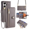 Pattintható tok a Xiaomi Redmi Note 13 Pro+, Wallet Zipper Pocket, szürke