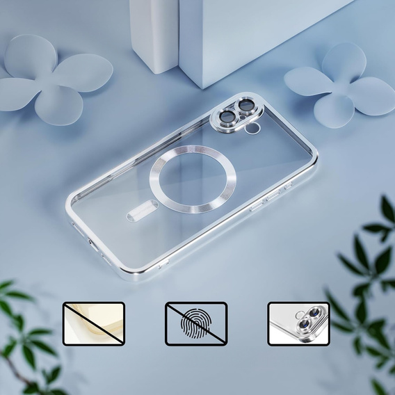 Tok iPhone 16 Plus-hoz, Electro MagSafe, ezüst + üveg a képernyőhöz