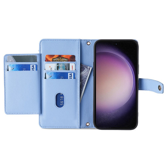 Pattintható tok a Samsung Galaxy A25 5G, Wallet Zipper Pocket, kék