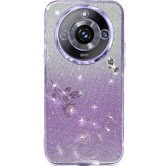 tok Realme 11 Pro 5G / Pro+ 5G, csillogó virág, lila