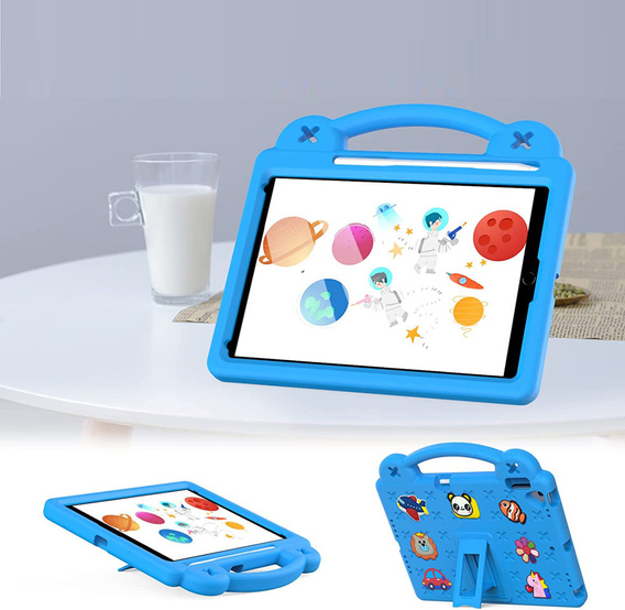 Gyermek tok iPad 10.2" 2021/2020/2019 (9/8/7 gen.) / Air 10.5" 2019 (3 gen.), Cute Patterns, állvánnyal, kék