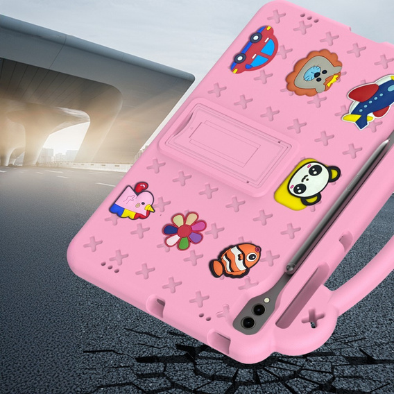 Gyermek tok Samsung Galaxy Tab S10+ Plus, Cute Patterns, állvánnyal, rózsaszín