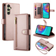 Pattintható tok a Samsung Galaxy A36 5G, Wallet Zipper Pocket, rózsaszín