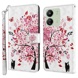 Pattintható tok a Xiaomi Redmi 13C / Poco C65, Wallet, Cat & Tree
