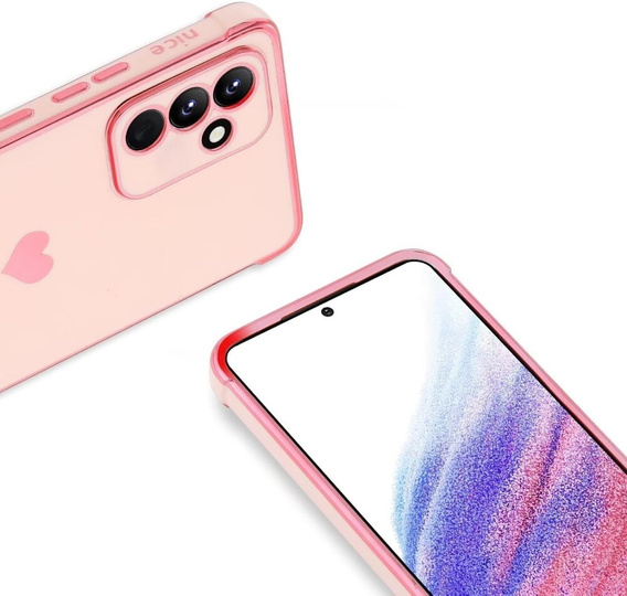 tok Samsung Galaxy A15 4G / 5G, Electro heart, rózsaszín rose gold + Full Glue Kerámiaüveg