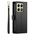 Pattintható tok a Xiaomi 14T, Wallet Zipper Pocket, fekete