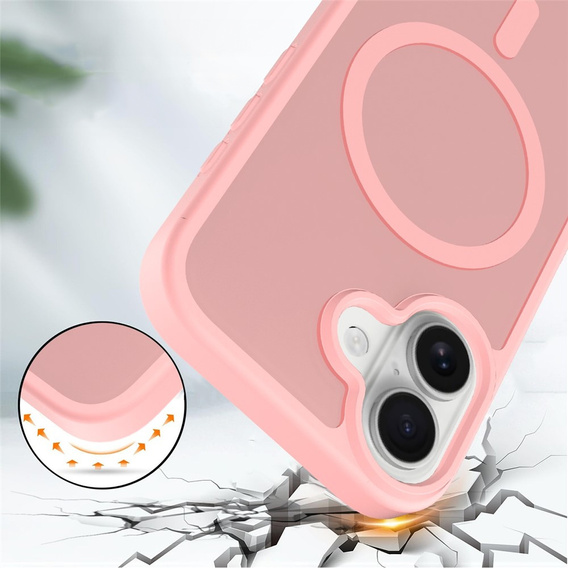 Matt tok iPhone 17 készülékhez, MagSafe-hoz, áttetsző rózsaszínű