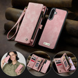CASEME tok Samsung Galaxy A56 5G, Retro Leather Wallet, szíjjal, rózsaszín