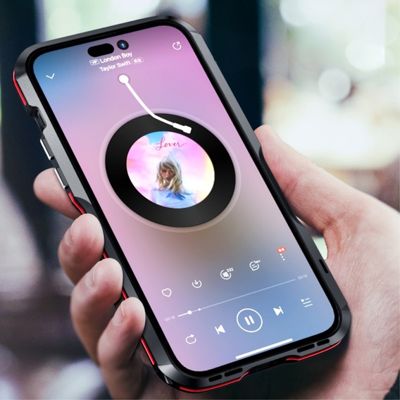 Teletok LUPHIE iPhone 15 Plus-hoz, Armor Bumper, fekete / piros