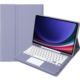 Tok + billentyűzet Samsung Galaxy Tab S9+, Leather Pen Slot TouchPad, lila