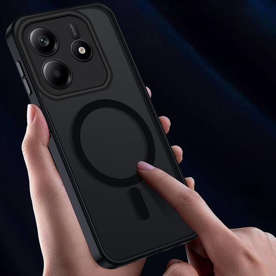 Tok Xiaomi Redmi Note 14 5G-hoz, MagSafe, ERBORD Matt Case, fekete + képernyőüveg
