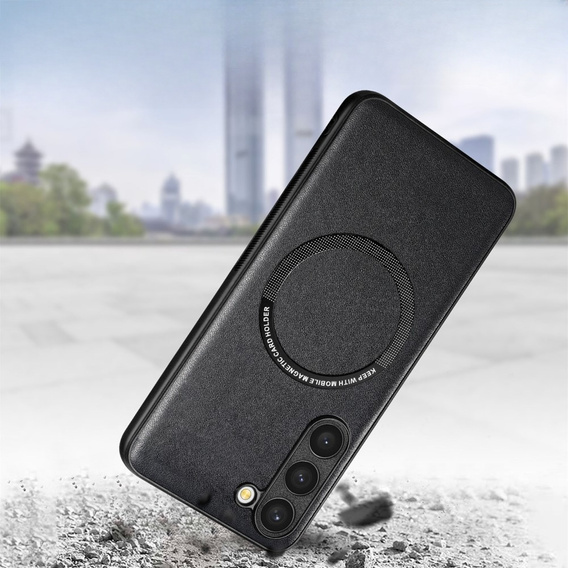 Telefontok a Samsung Galaxy S23, Leather Hybrid MagSafe, fekete