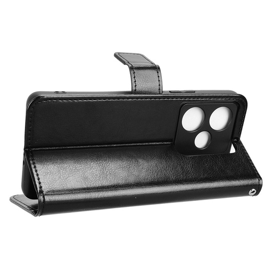 Pattintható tok a Realme GT 7 / 7T, Crazy Horse Wallet, fekete