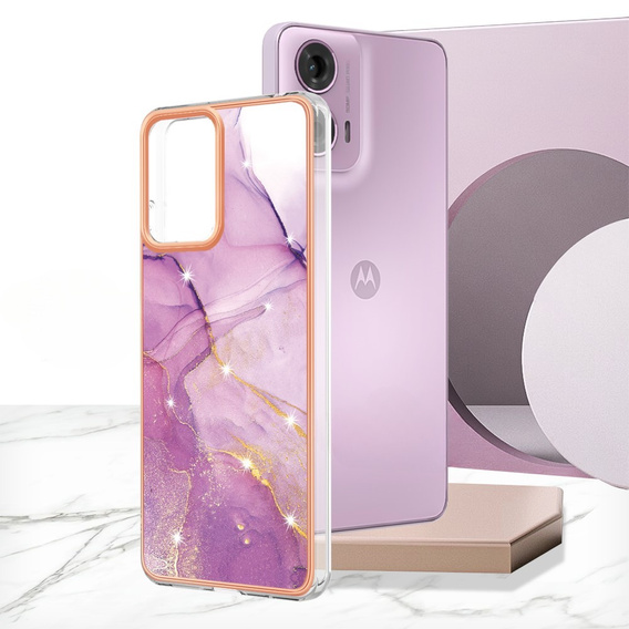 Védő tok Motorola Moto G24 / G24 Power / G04, Marble Slim Case, lila