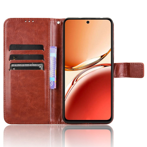 Pattintható tok a Oppo Reno 12FS / 12F, Crazy Horse Wallet, barna