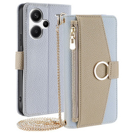 Flip tok Xiaomi Redmi Note 13 Pro+, Wallet Zipper Pocket, tükörrel, kék