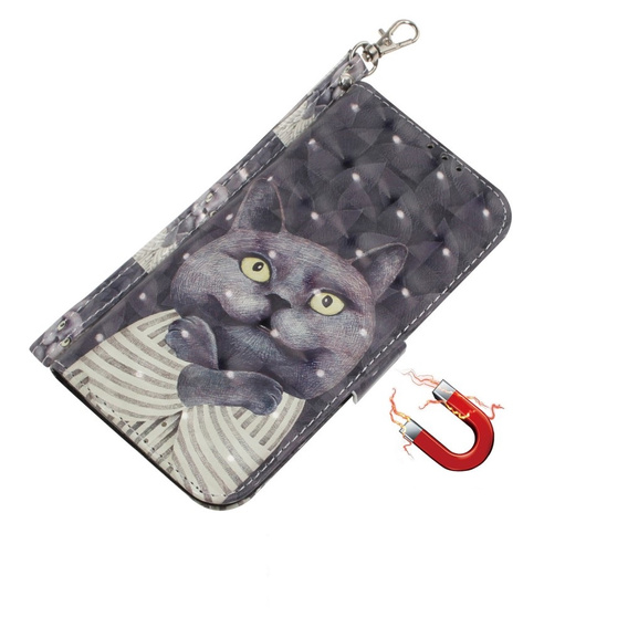Pattintható tok a Xiaomi Redmi Note 13 Pro 5G, Wallet, Cat szürke