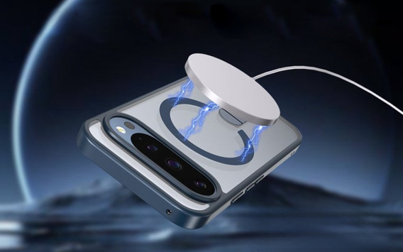 Fusion hibrid tok Google Pixel 10 Pro XL készülékhez, MagSafe, állvánnyal, kék színű